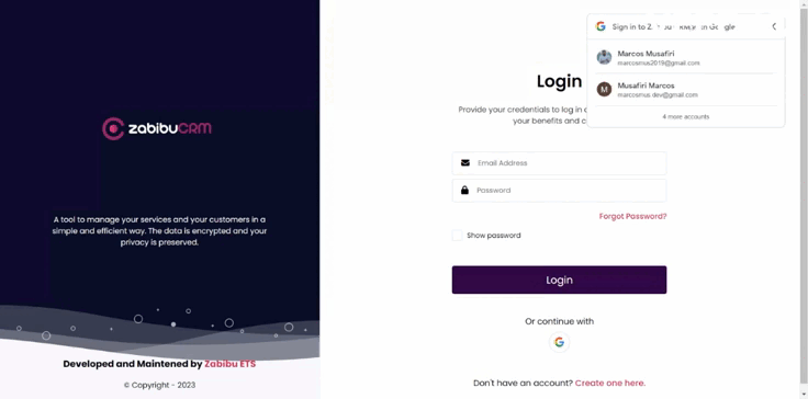 User profile creation, Service provider search, from your CRM